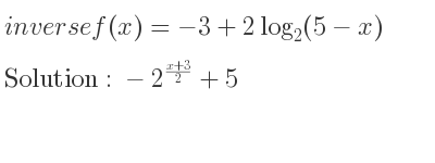 The inverse of f(x)=-3+2log_{2}(5-x) is -2^{(x+3)/2}+5